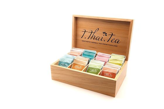 8 Compartimiento Caja de té de madera de color natural adecuada para serigrafía