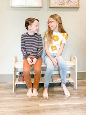 Muebles de madera Montessori desmontables para niños Banco de zapatos en sala de estar Sala de juegos