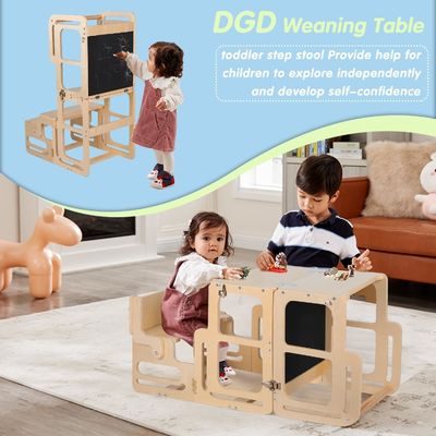 Montessori Aplicaciones de aprendizaje plegables torre de madera ajustable taburete de cocina paso para niños pequeños