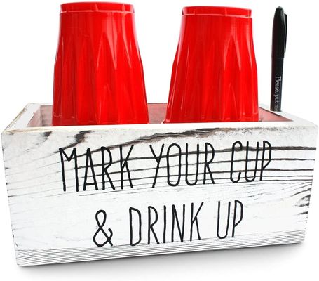 Portavasos desechables de pino blanco solo para distribuir utensilios de fiesta rústicos