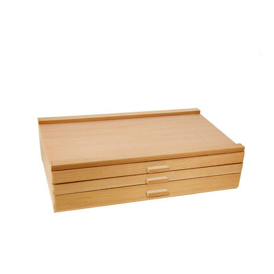 Caja de joyería organizadora de madera de lujo con cajón Impresión de serigrafía Impresión de seda / quemada
