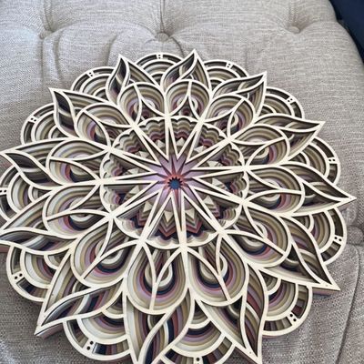 Decoración artesanal de 6 capas colgantes colgantes decoración de pared Boho decoración de arte de madera mandala