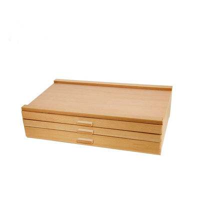 Caja de joyería organizadora de madera de lujo con cajón Impresión de serigrafía Impresión de seda / quemada