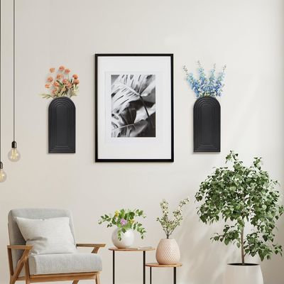 Decoración de paredes de madera acabada con manchas Planta colgante para plantas de interior y flores secas