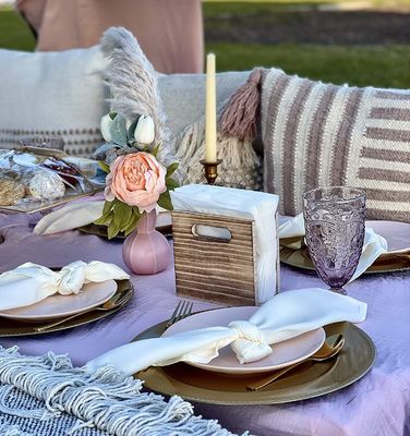 Teniente de servilleta rústico personalizable para decoración de granjas Impresión de serigrafía / quemado