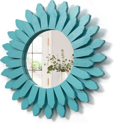 Espejo de pared decorativo en blanco o su color 12 pulgadas de madera rústica estilo Boho