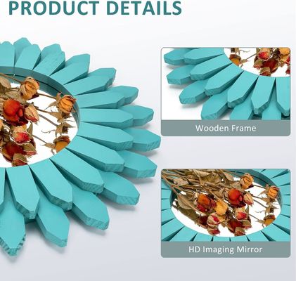 Espejo de pared decorativo en blanco o su color 12 pulgadas de madera rústica estilo Boho