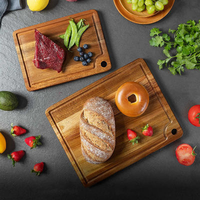 Compradores comerciales Moderno Acacia madera de cocina tabla de corte de queso con ranura de jugo