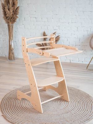 Silla de escritorio de madera ajustable para todas las estaciones Montessori y diseño inspirado en Waldorf