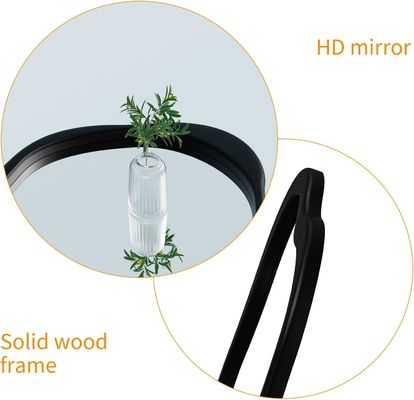 Madera rústica con marco negro pared asimétrica espejo ondulado para sala de estar dormitorio entrada baño