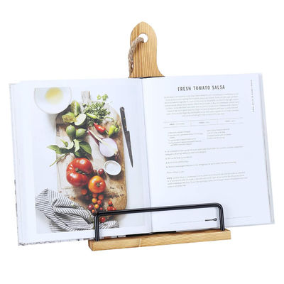 Lea sus recetas sin esfuerzo con este soporte de libro de recetas de madera rústica ajustable