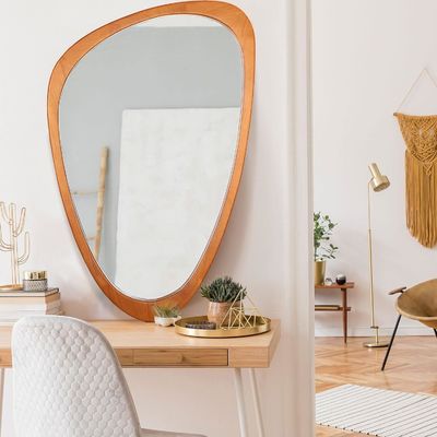 Hermosa decoración para el hogar Muestra gratuita para espejo asimétrico Madera espejo irregular