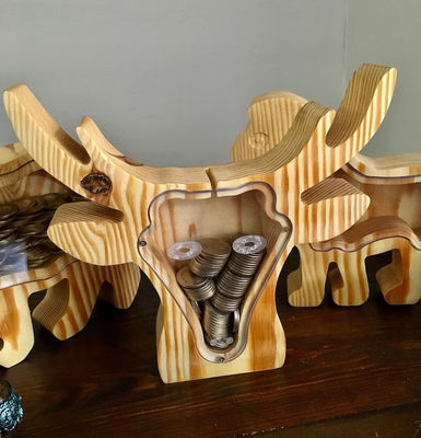 Regalo de Niño Animal de Madera Piggy Bank Personalizado y Barnizado Sorpresa de Navidad