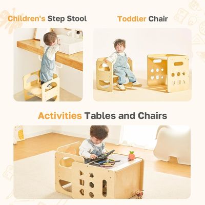 Madera personalizada niños de 1-3 años de edad silla de altura ajustable taburete paso para el salón