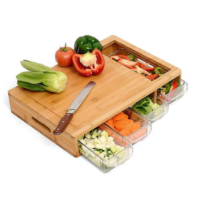 OEM ODM aceptado Classic Rectangle BAMBOO tablero de corte con contenedores de ranura de jugo