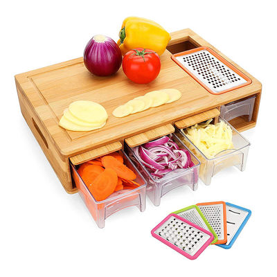 OEM ODM aceptado Classic Rectangle BAMBOO tablero de corte con contenedores de ranura de jugo