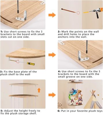 Almacenamiento de juguetes blandos de lujo para niños pequeños Sala de juegos Esquina de madera Almacenamiento de animales rellenos
