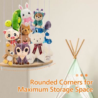 Almacenamiento de juguetes blandos de lujo para niños pequeños Sala de juegos Esquina de madera Almacenamiento de animales rellenos