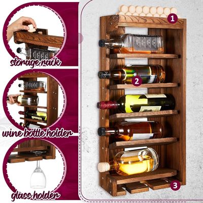 Estante de almacenamiento de exhibición de vinos moderno y elegante con portabotellas de vidrio Stemware