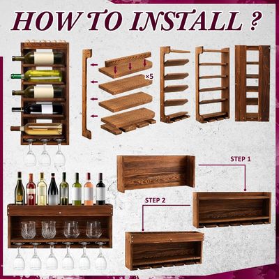 Estante de almacenamiento de exhibición de vinos moderno y elegante con portabotellas de vidrio Stemware