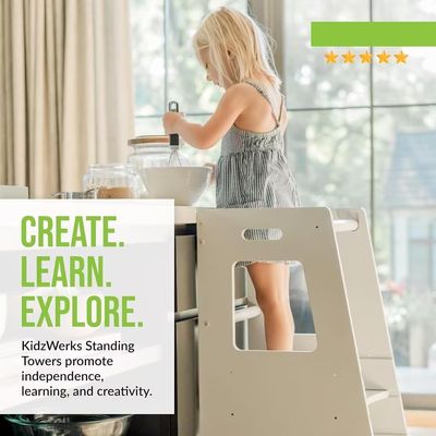 Logotipo personalizado aceptable Torre de pie gris para niños en estilo Montessori