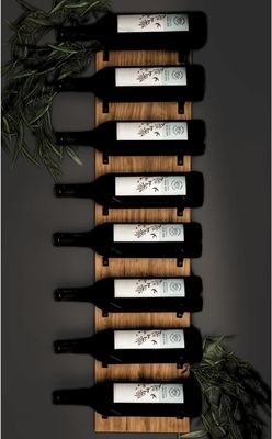 Estante de vino de madera montado en la pared para pantalla de pared Brackets negros Almacenamiento de botellas personalizado 8