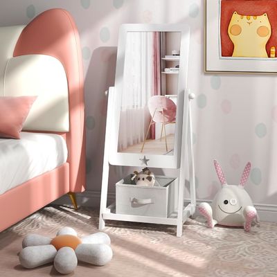 Espejo de vestimenta de longitud completa independiente con diseño rectangular giratorio de 360 grados