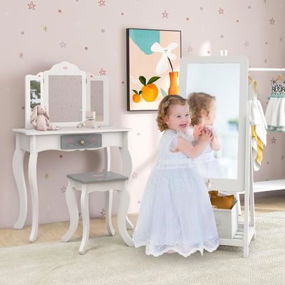 Espejo de vestimenta de longitud completa independiente con diseño rectangular giratorio de 360 grados