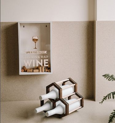 Función-Ahorro de espacio 202404 Holder de vino de panal de miel de madera Estante de botellas de vino