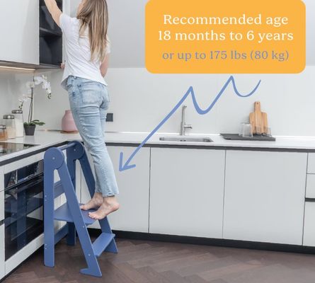 Impresión de taburetes de cocina para niños pequeños quemados con 3 alturas plegables ajustables Sí