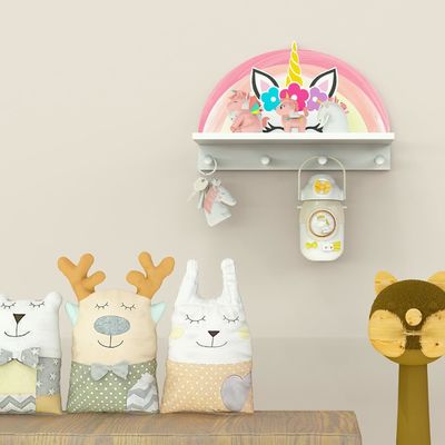 Estante flotante y ganchos multifunción niños estante de abrigos para niñas decoración del dormitorio