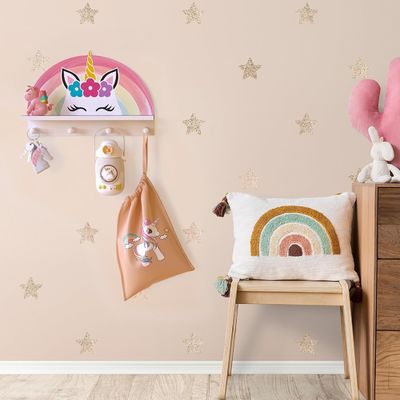 Estante flotante y ganchos multifunción niños estante de abrigos para niñas decoración del dormitorio