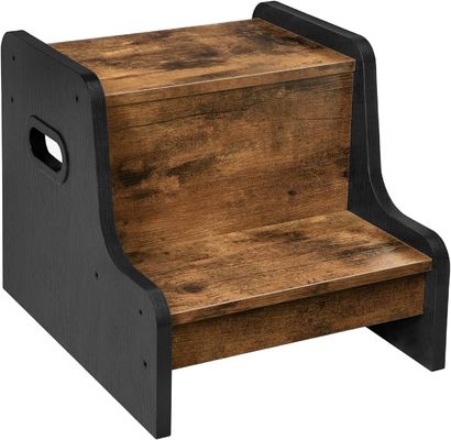 Logotipo personalizado Rustico Marrón Dos pasos Taburete de niño pequeño con asas Muebles para el hogar