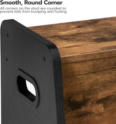 Logotipo personalizado Rustico Marrón Dos pasos Taburete de niño pequeño con asas Muebles para el hogar