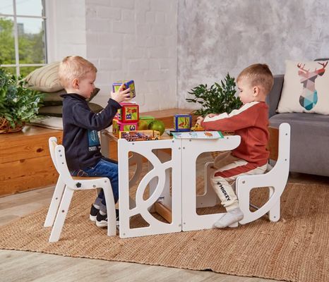 7 en 1 Convertible Mesa de torre para niños pequeños con respaldo de asiento Mejora el aprendizaje y la diversión en la cocina