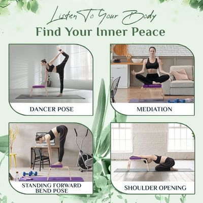 Embalaje de correos Y Banco de apoyo de yoga de madera para el fortalecimiento del núcleo en los ejercicios de yoga