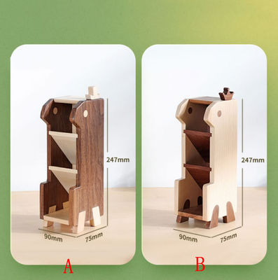 Estante de lápiz de escritorio de madera de múltiples capas para oficina y organización de estudio