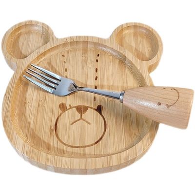 Estilo sencillo Logotipo personalizado Placas de bambú para bebés Con horquillas y cucharas