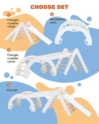 Embalaje de correos y gimnasio de juego escalador de madera natural Arco de escalada para niños juguete de aprendizaje
