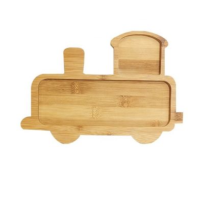 Plato de bambú para bebés plato de postres plato de vajilla para niños plato con set de cubiertos de dibujos animados