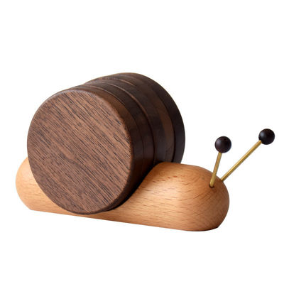Coasters de nuez negra diseño creativo caracol copa de aislamiento de madera platillo estilo moderno