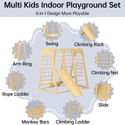 Juguetes de escalada de madera para niños pequeños para patios de juego y juegos de impresión grabado con láser