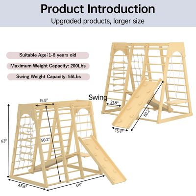 Juguetes de escalada de madera para niños pequeños para patios de juego y juegos de impresión grabado con láser