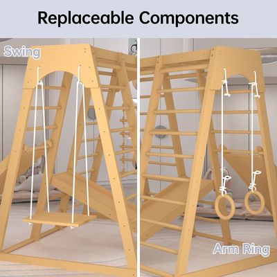 Juguetes de escalada de madera para niños pequeños para patios de juego y juegos de impresión grabado con láser