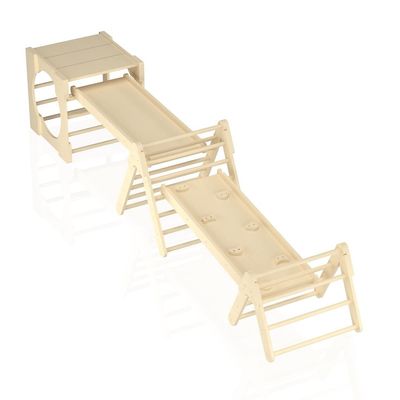 5 en 1 juguetes de escalada de triángulo gimnasio de escalada de niños pequeños de madera con rampa y tobogán