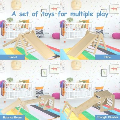 5 en 1 juguetes de escalada de triángulo gimnasio de escalada de niños pequeños de madera con rampa y tobogán