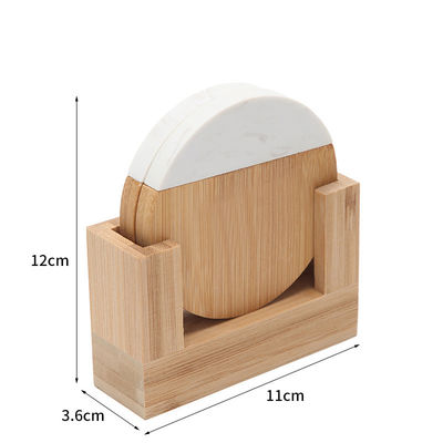 4 pulgadas de acacia hexágono redondo geométrico de madera y mármol de madera de corcho blanco montañas de placas conjunto