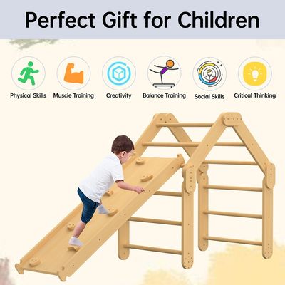 Commercial 2 en 1 triángulo escalador con rampa de madera plegable interior Montessori juguetes de escalada