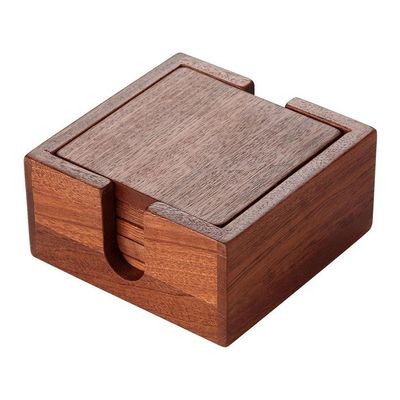 Capa de madera de forma cuadrada de Sapele para beber una taza de té personalizada