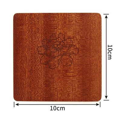 Capa de madera de forma cuadrada de Sapele para beber una taza de té personalizada